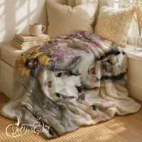Baby Goats in Autumn Foliage 13 Fleece Blanket