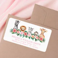 Safari Animals Baby Shower Return Address Label 