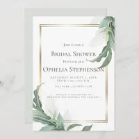 BRIDAL SHOWER | Modern Elegant Tropical Leaves Invitation