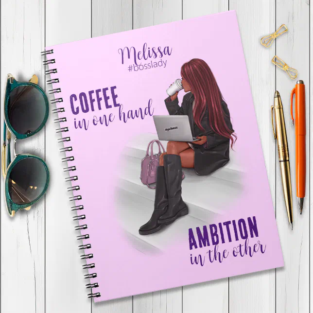 Motivational Girl Boss Pink Spiral Photo Notebook