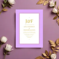 Trendy Typography Mauve and Gold Wedding Invitation