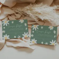 Diaper Raffle Card Daisy Sage Green