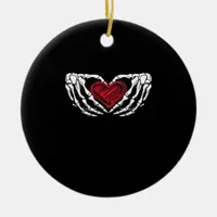 Skeleton Hands With Heart Classic Ceramic Ornament