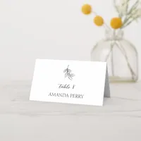 Classic Botanical Black And White Wedding Place Card