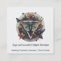 Watercolor Moth Square Business Card