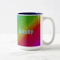 Floral Green Red Rainbow Gradient Diagonal Blend Two-Tone Coffee Mug