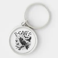 Gothic Crow F-Caw-F Humor Funny Essential Retro Cl Keychain