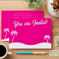 Teen Birthday Sweet 16 Hot Pink Beach Palm Trees Envelope