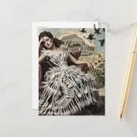 Funny Quote Vintage Woman in a Fork Dress  Postcard