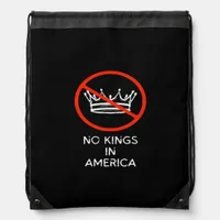 No Kings In The USA America Say No King Crown Clas Drawstring Bag