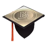 Metallic Gold Steel Engraved Monogram Graduation Cap Topper