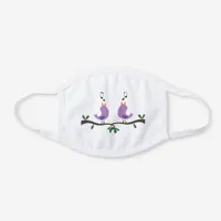 Cute purple birds singing white cotton face mask
