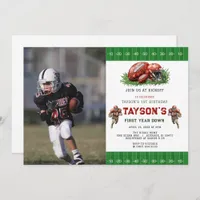 First Year Down Football photo 1st Birthday Party Invitation