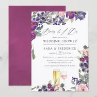 Violet and Plum Floral Brews Before The I Dos Invitation