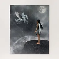 Pretty Winged Fairy and Flying Horse Jigsaw Puzzle