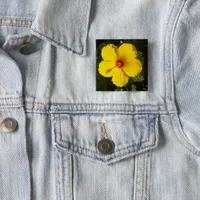 Yellow Hibiscus Flower Pinback Button