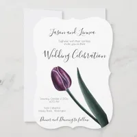 Purple Mauve Tulip Minimalist Elegant  Invitation