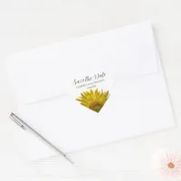 Yellow Sunflower Wedding Save the Date Heart Sticker