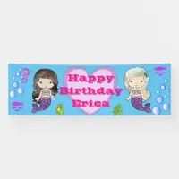 Personalized Mermaid Themed Happy Birthday Banner