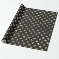 Black and Gold Vintage Paris Fleur de Lis Wrapping Paper