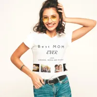 Best MOM custom family photo collage black white T-Shirt