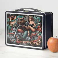 Bear on a Bike With Buddy Metal Lunch Box