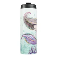 *~* Girly Glam Mermaid Glitter Sea Horse Thermal Tumbler