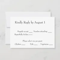 Minimalist Modern Monogram Black & White Wedding RSVP Card