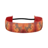 Majestic Horse in Asian Floral Tapestry Athletic Headband