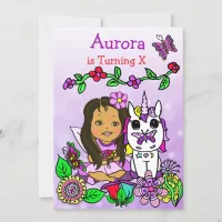 Hispanic or African-American Fairy Birthday Invitation