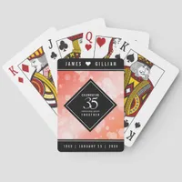 Elegant 35th Coral Wedding Anniversary Celebration Poker Cards