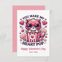 Cute Cat You Make My Heart Pop Classroom Note Card