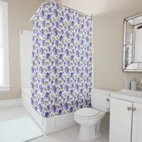 Watercolor Style Purple Pansy Type Flowers  Shower Curtain
