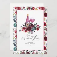 Boho Burgundy & Dusty Blue Wine theme Bachelorette Thank You Card