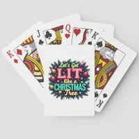 Let's Get Lit -  Funny Christmas Pun Graphic Holid Poker Cards