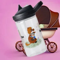 Funny and cute pony with baby - custom kids  water bottle