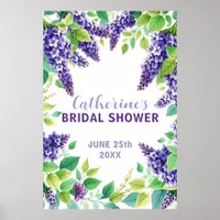 Elegant Purple Lilacs Green Leaves Bridal Shower Poster