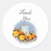 Modern Sunflower Rustic Country Wedding Classic Round Sticker