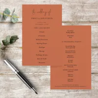 Budget Elegant Text Terracotta Wedding Program