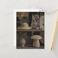 Cute Owl in the Room Surreal Collage Postcard