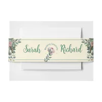 Blush Sage Floral Wedding  Invitation Belly Band