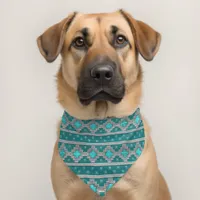 Southwest Turquoise Stone Geometric Pattern Pet Bandana Collar