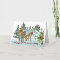  Mama and Baby Donkey Snowy Christmas Card