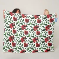 Winter Foliage Holly Berries Botanical Fleece Blanket