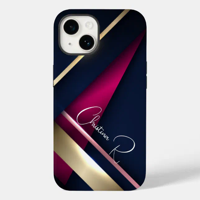 Elegant Abstract Gold Blue Pink Case-Mate iPhone 14 Case