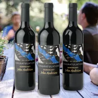 Police Officer Party Blue Gold Congratulations Wine Label