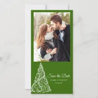 Green Christmas Tree Winter Wedding Save the Date