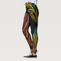 Luminous Leaves: Nature in Neon Leggings