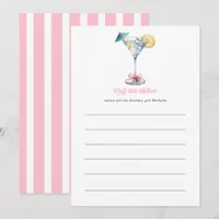 Tini Bit Older Martini Cocktail Birthday Party Advice Card