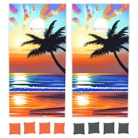 Orange and Blue Ocean Sunsets Colorful Cornhole Set